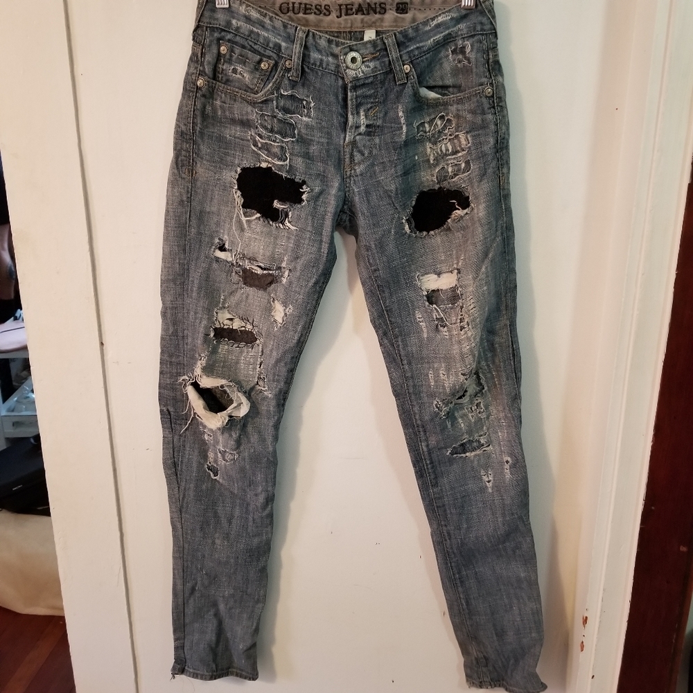 GUESS Vintage Falcon Bootcut Slim Distressed Jeans